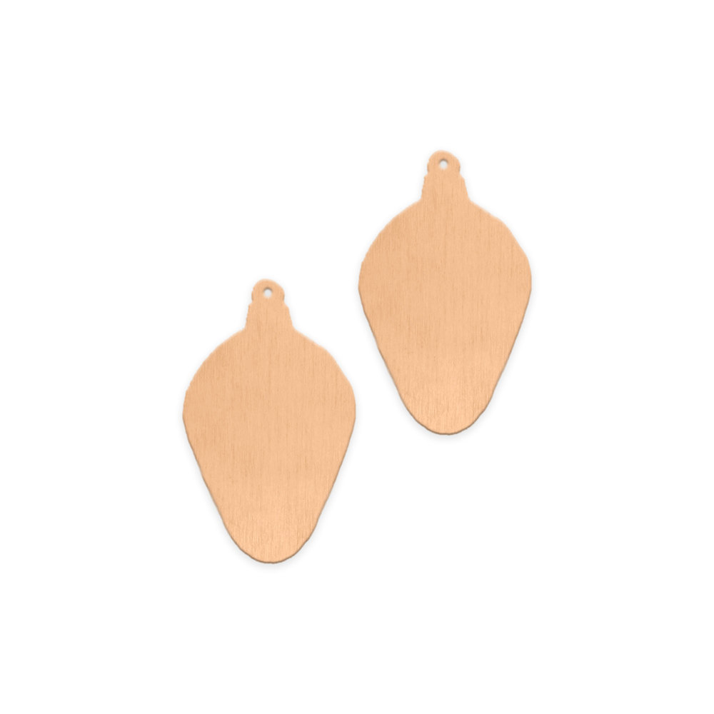 Metal Stamping Blanks Copper Bulb Ornament Blank, 38mm (1.5") x 22mm (.87"), 14 Gauge, Pack of 2